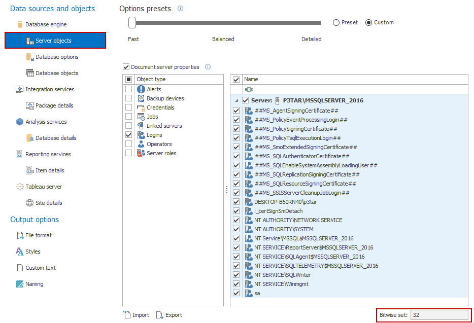 How to use bitwise set in ApexSQL CLI