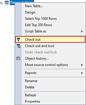 The Check out option in right-click context menu