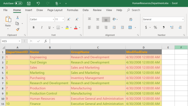 Exported data table into Excel file