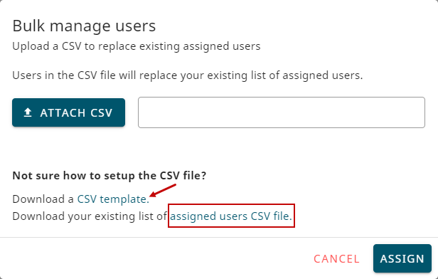 Download assigned users from the licensing portal